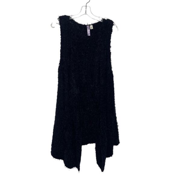 Alpha Womens Outerwear Size L Sleeveless Black Asymmetrical Hem Cardigan - Picture 1 of 12